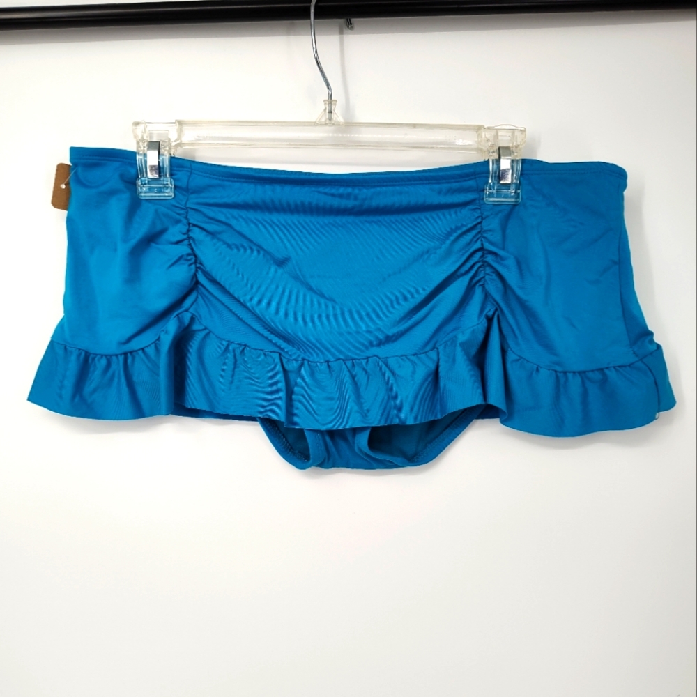 Bisou Bisou Teal Blue Ruffled Bikini Bottoms Size Women's Large